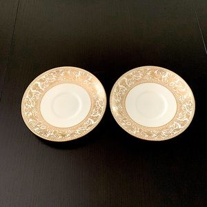 WEDGWOOD England Bone China  GOLD FLORENTINE W4219 Saucer set of 2